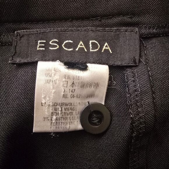 ESCADA Women's Black Wide Leg Wool High-Rise Slacks Waist 28 - Picture 3 of 9